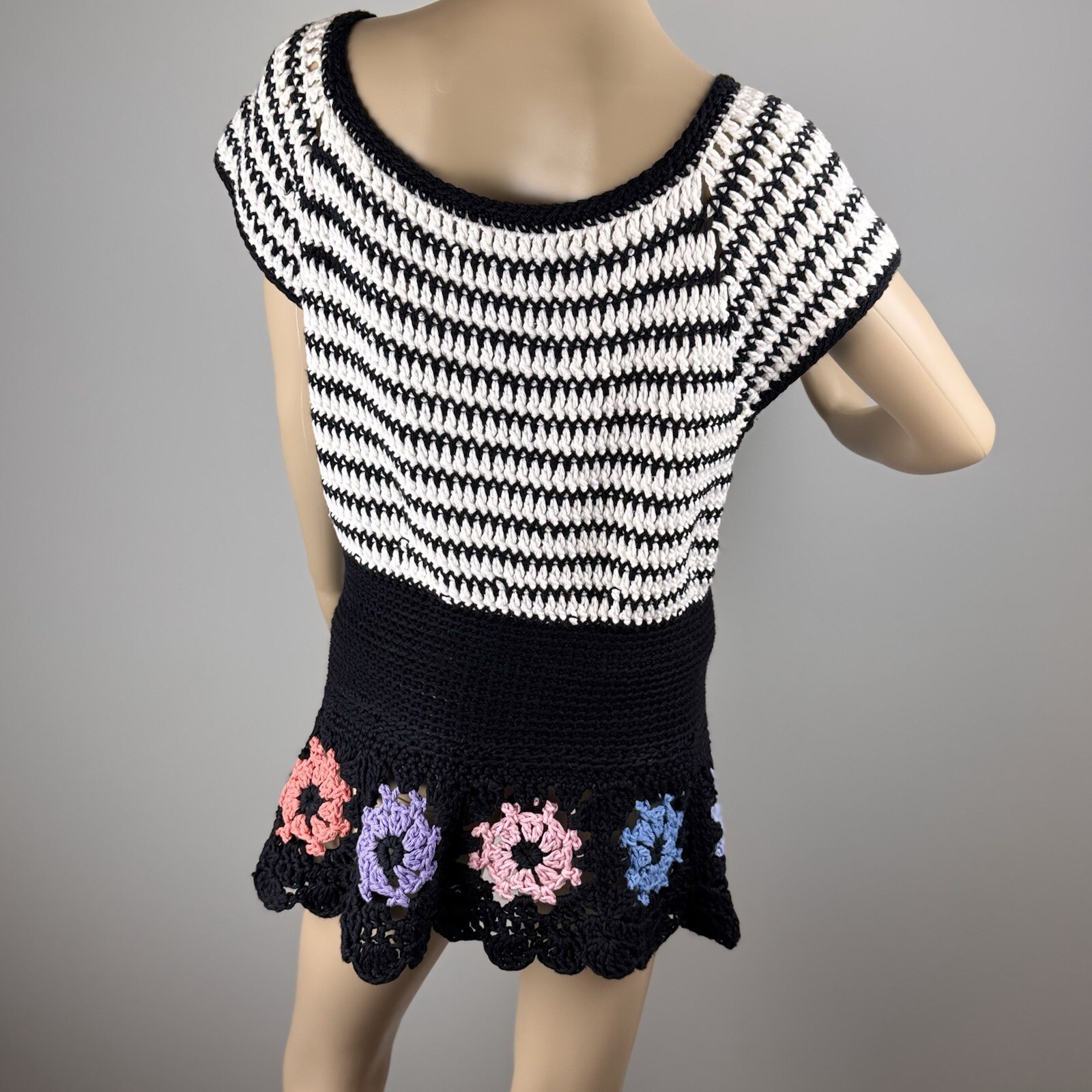 hand made blouse crochet For Women’s Size M/L Short Sleeve Colorful Boho Fairy