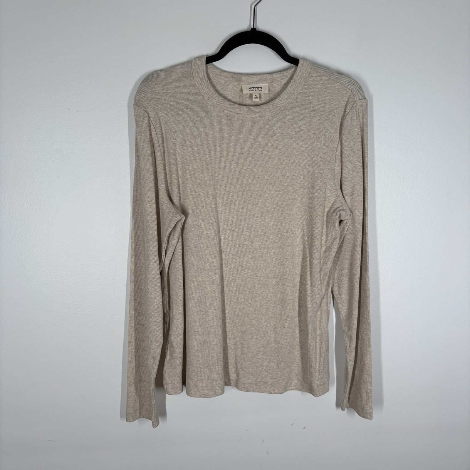 Haven Well Within Women XL Oatmeal Heather Organic Cotton Long Sleeve Tee NWOT