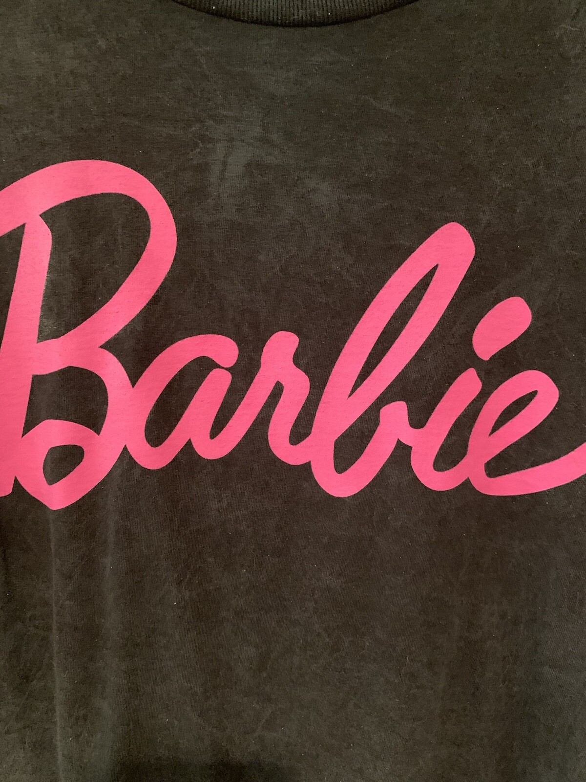 NEW Barbie t shirt women XL short sleeve black with pink lettering