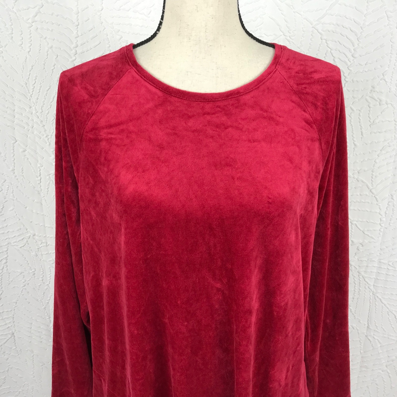 PureJill J Jill Velvet Velour Tunic/Mini Dress Long Sleeve Size XL Red Pockets