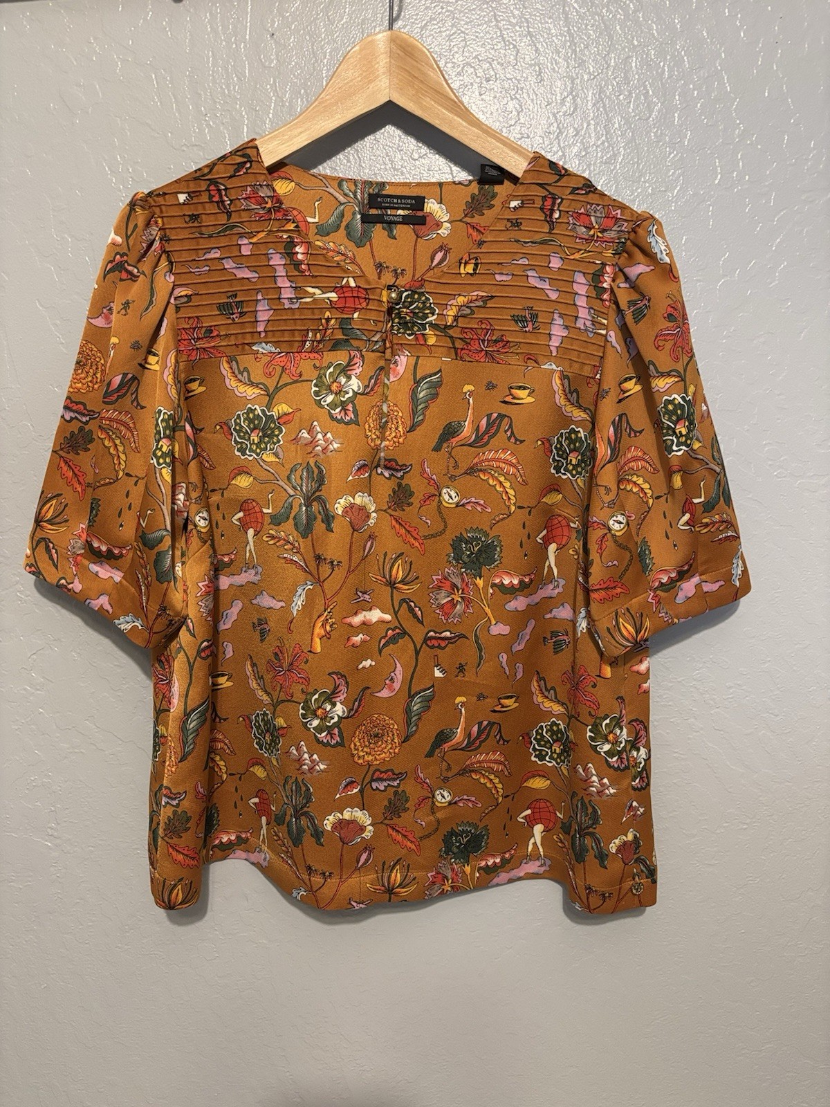 Scotch & Soda Puff Sleeved Orange Patterned Casual Shirt