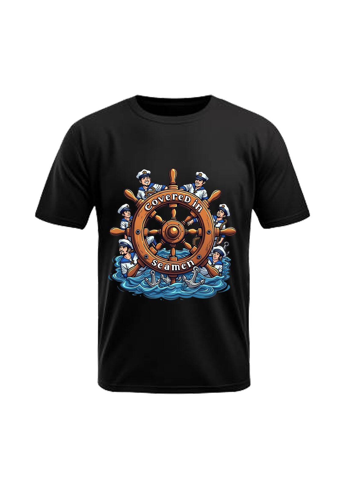 Covered In Seamen Fun/Rude/Inappropriate Adult Statement Crew Neck T-Shirt,
