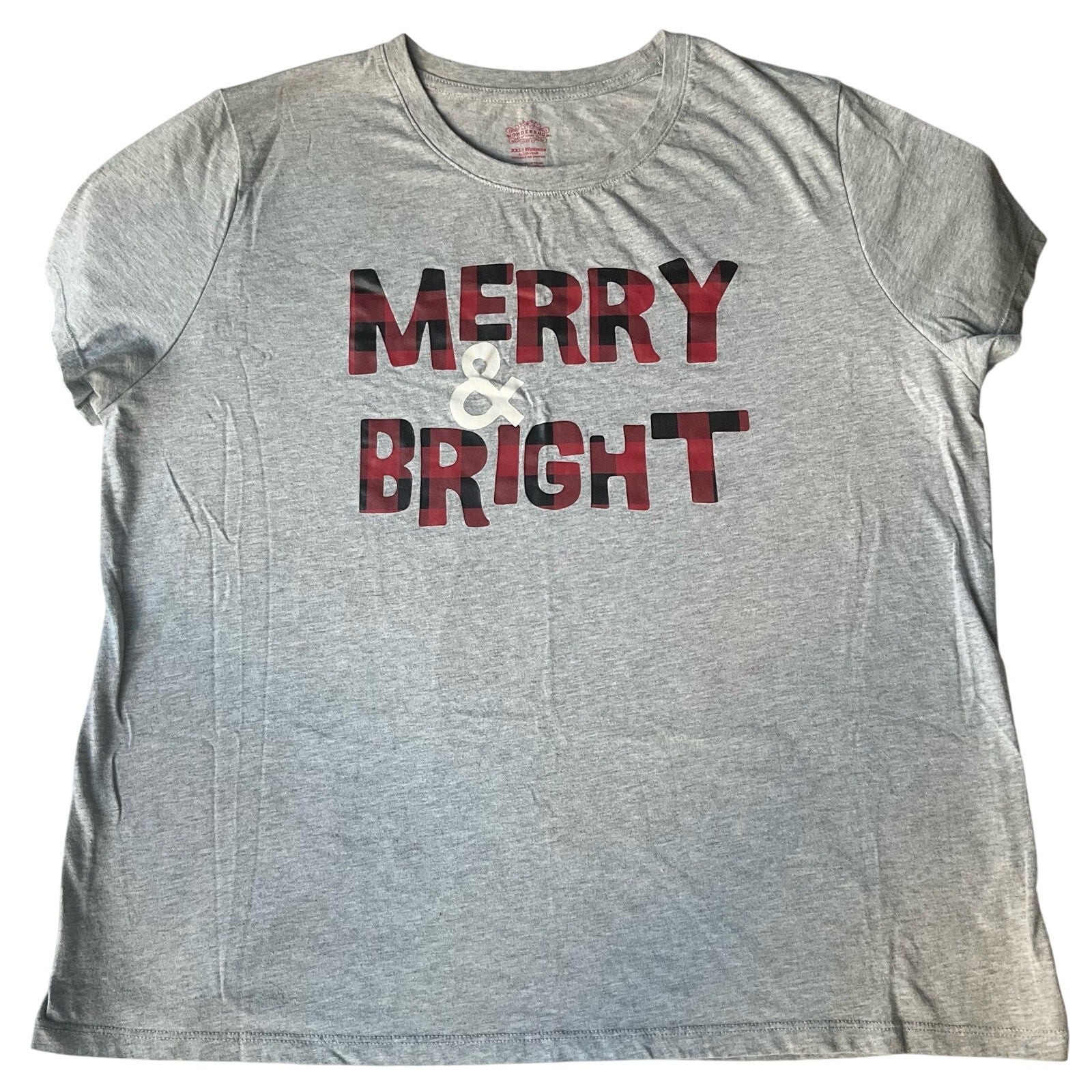 Wondershop Women’s Short Sleeve Sleepwear Tee size XXL, Gray, Merry & Bright