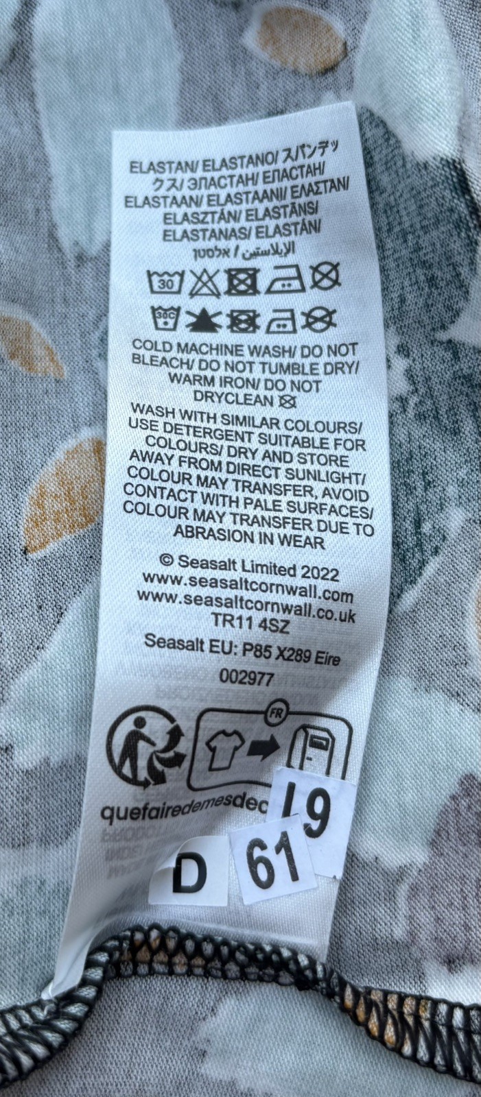 Seasalt Field Guide Tunic Size 14 Organic Cotton Jersey Stretch BNWOT Summer