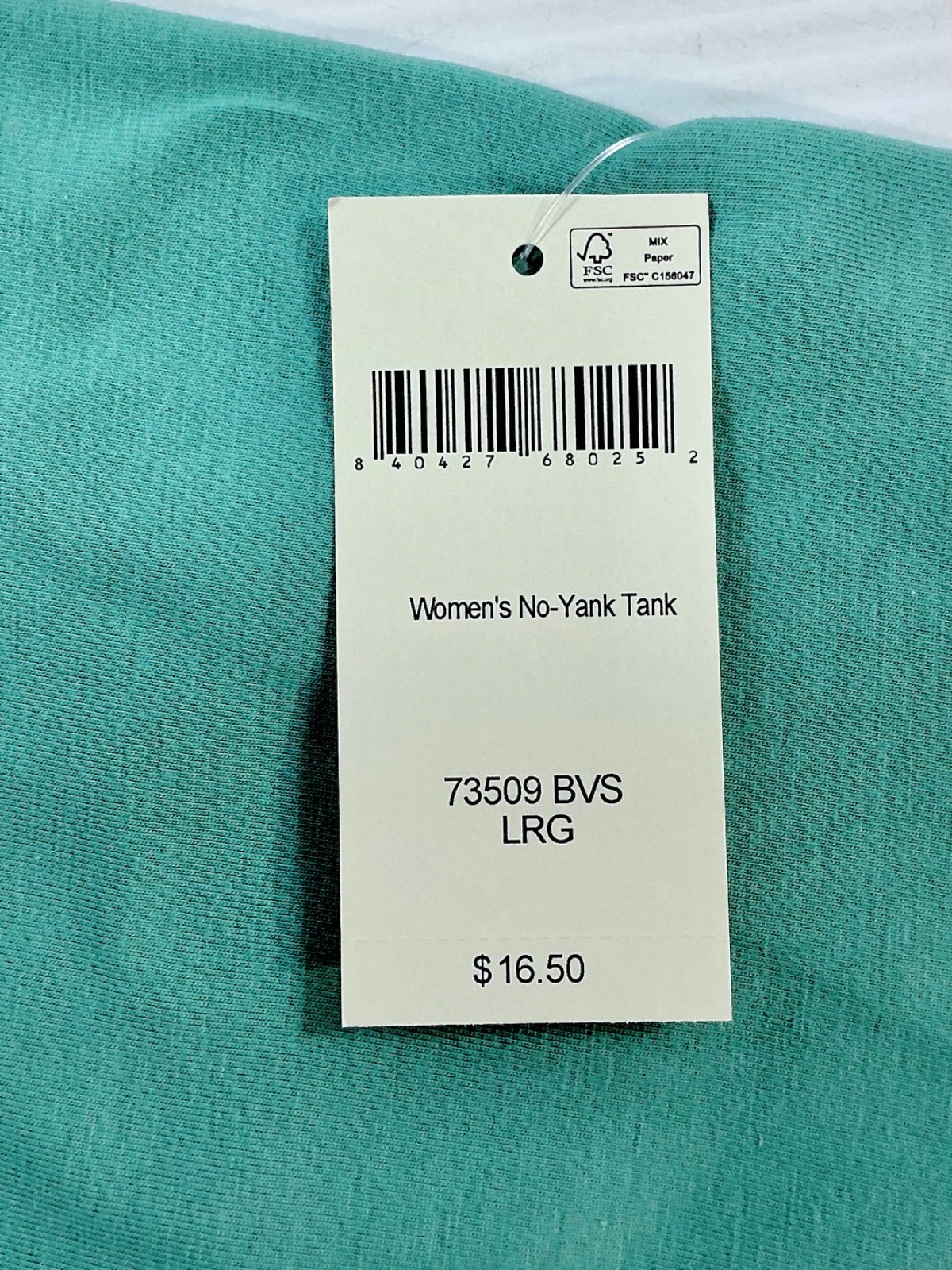 Duluth Trading Company Womens No-Yank Tank Wide Strap/ Sage Size Large NWT