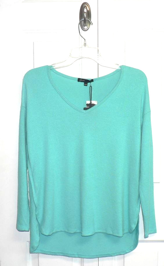 Gibson Women’s Cozy Long Sleeve V-Neck High-Low Tunic in Baja Sur Petite 2XS