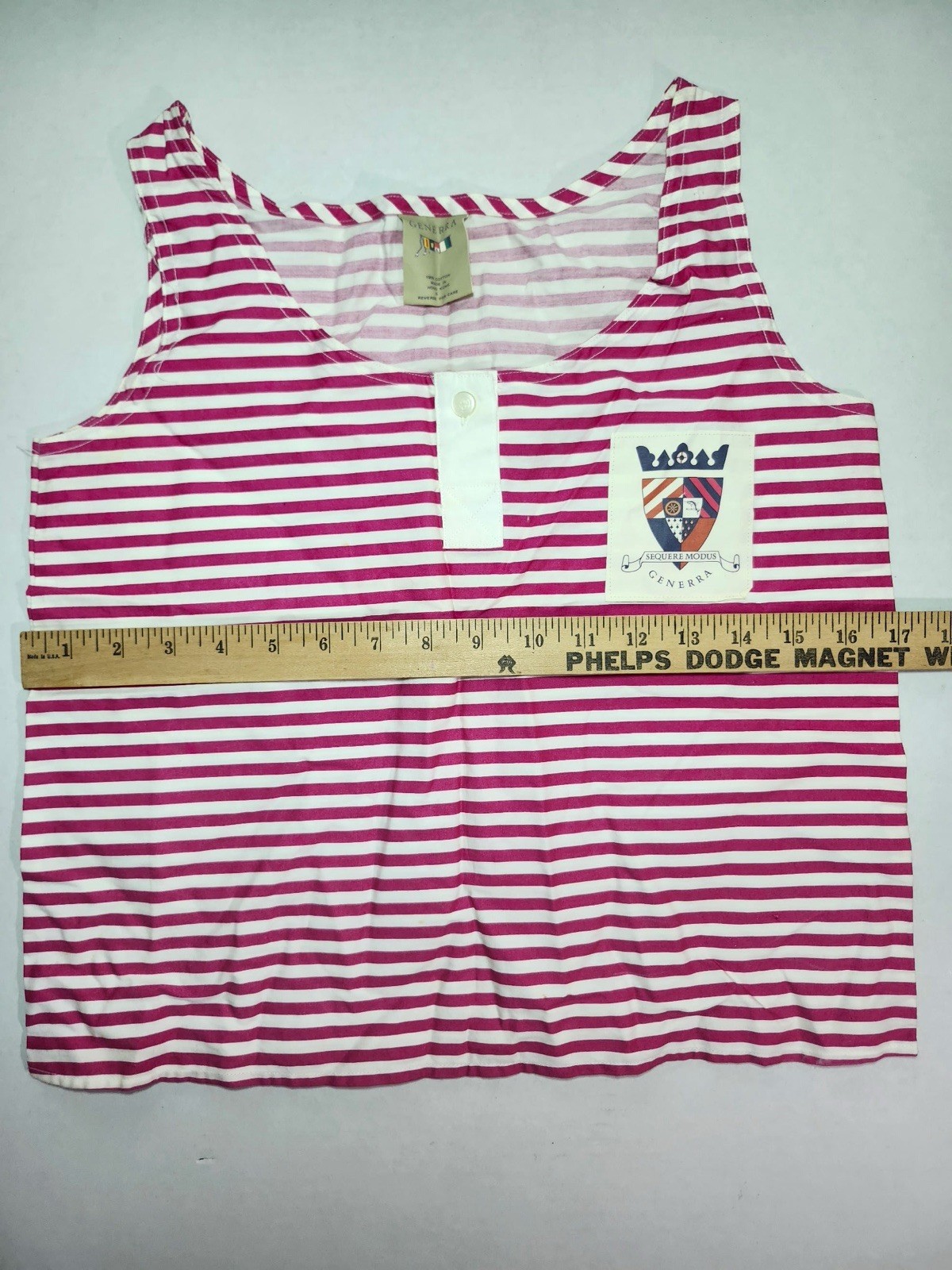 Vntg 80’s 90’s Generra Striped 100% Cotton Tank Top Hong Kong EUC Coastal Preppy
