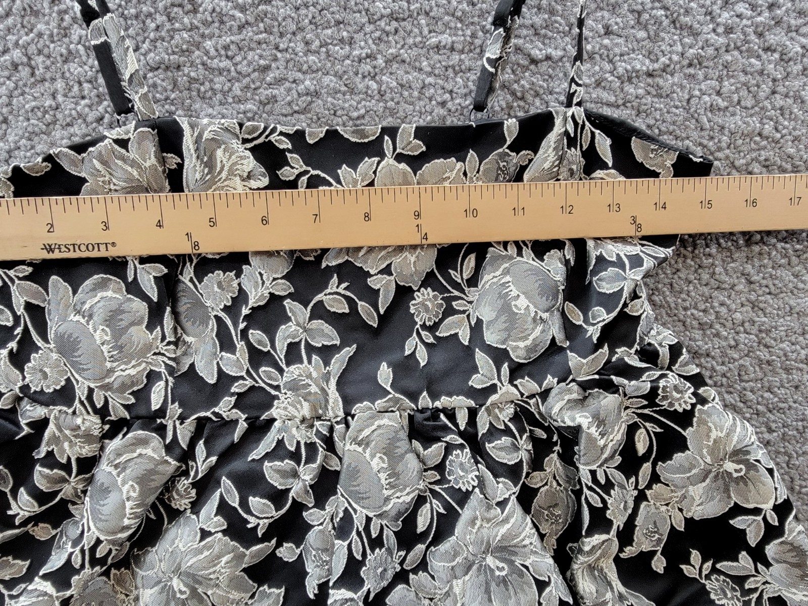 Steve Madden Bodi Floral Brocade Peplum Top Women’s S Black/White Zip Closure