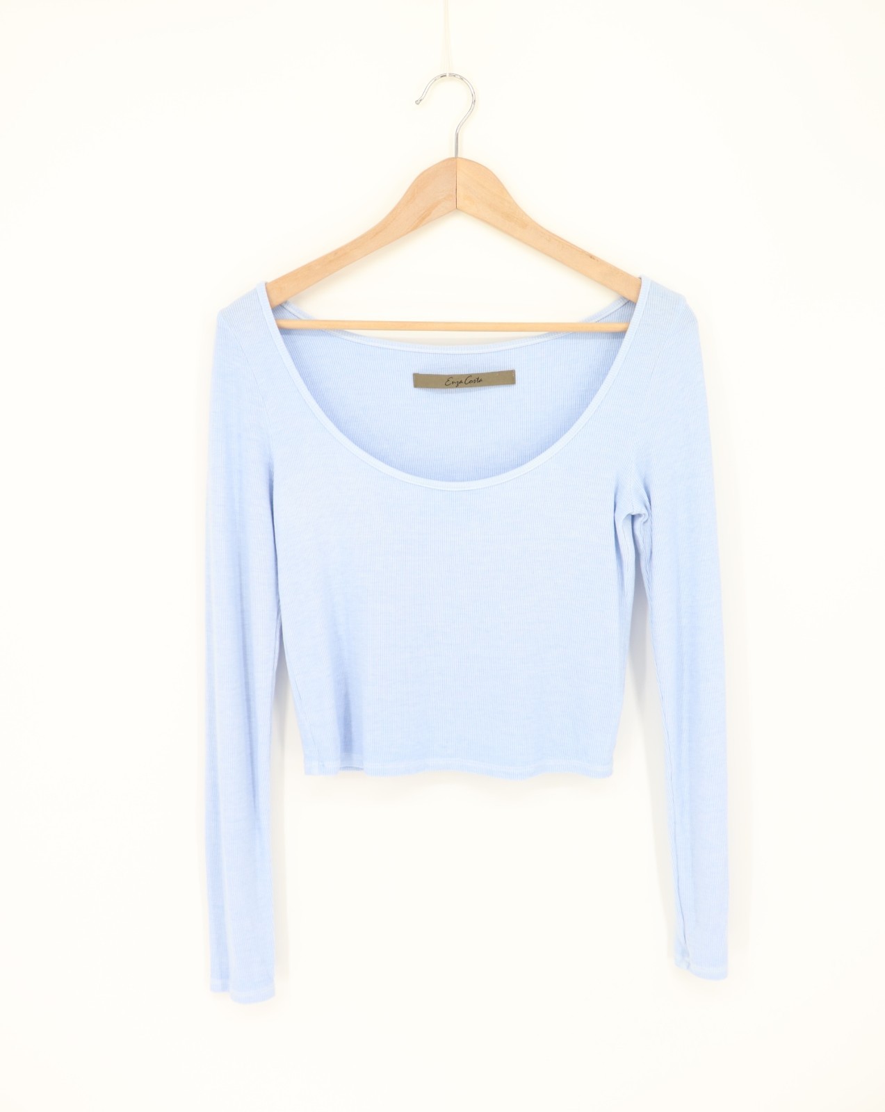 ENZA COSTA Silk Knit Ballet Top Blue M $145 E1 295