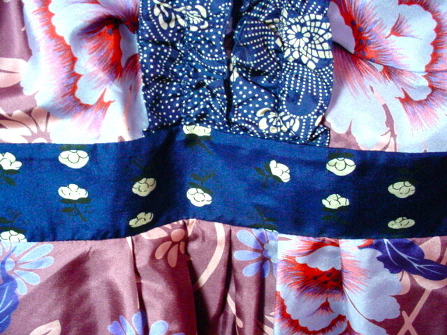 ODILLE Silk Blouse SZ 2 Floral V-Neck Ruffle Mauve Navy Oriental with Sash