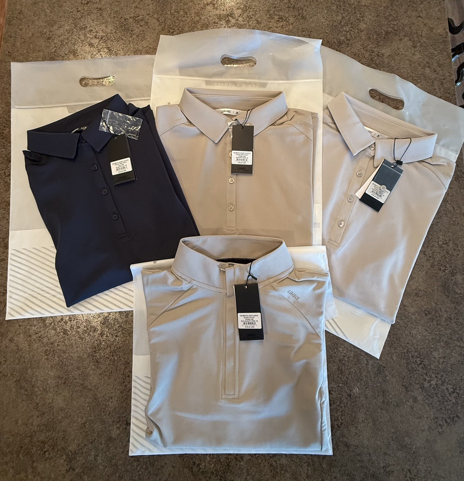 Lot Of 3 UNRL Polos And 1 Quarter Zip Size MEDIUM