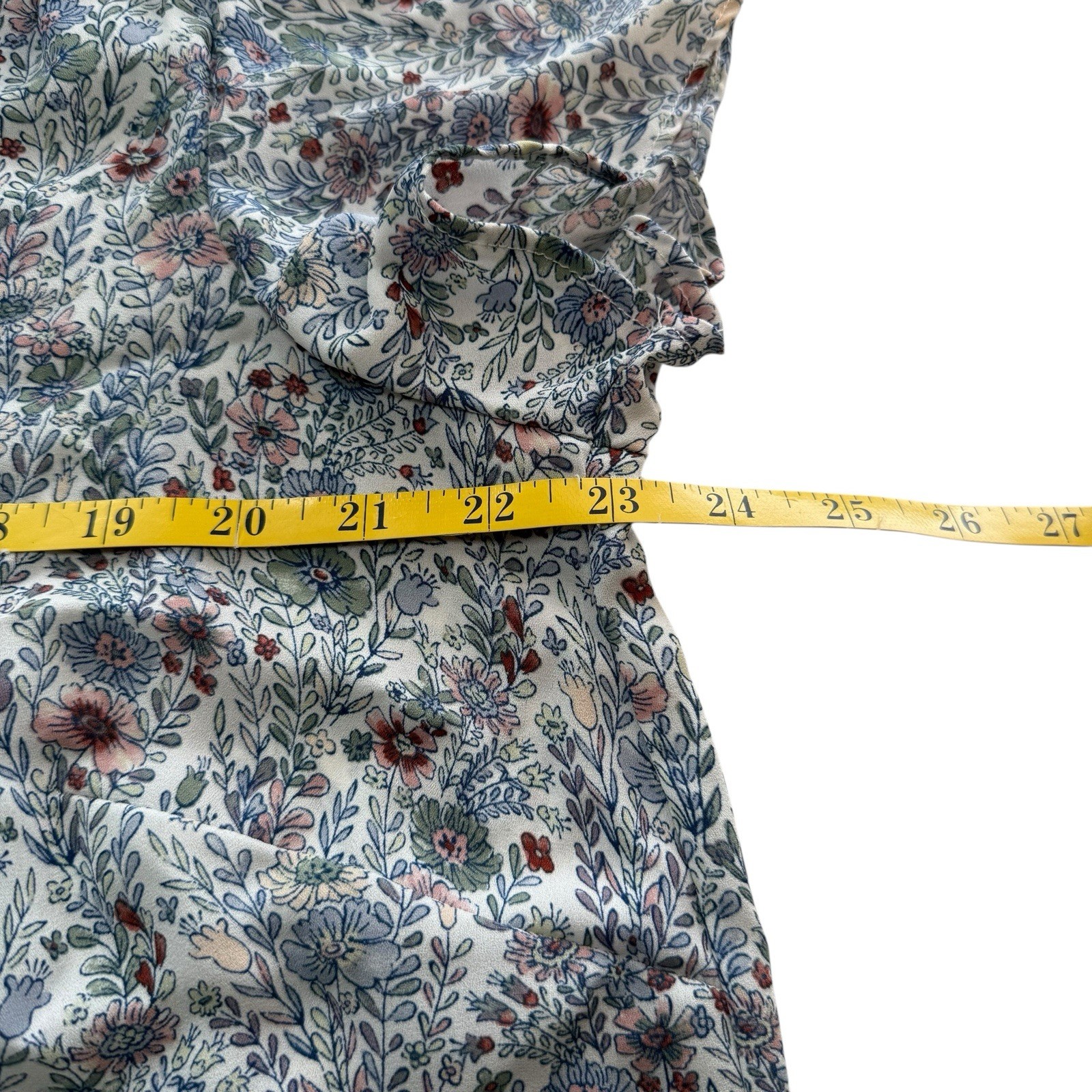 Rose + Olive Lightweight Floral Blue Blouse 1X Cottagecore Office Coquette
