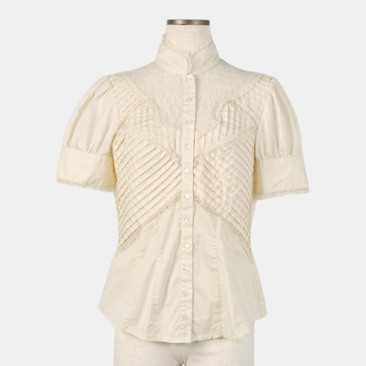 Used bebe stand-collar short-sleeved blouse women’s size M equivalent