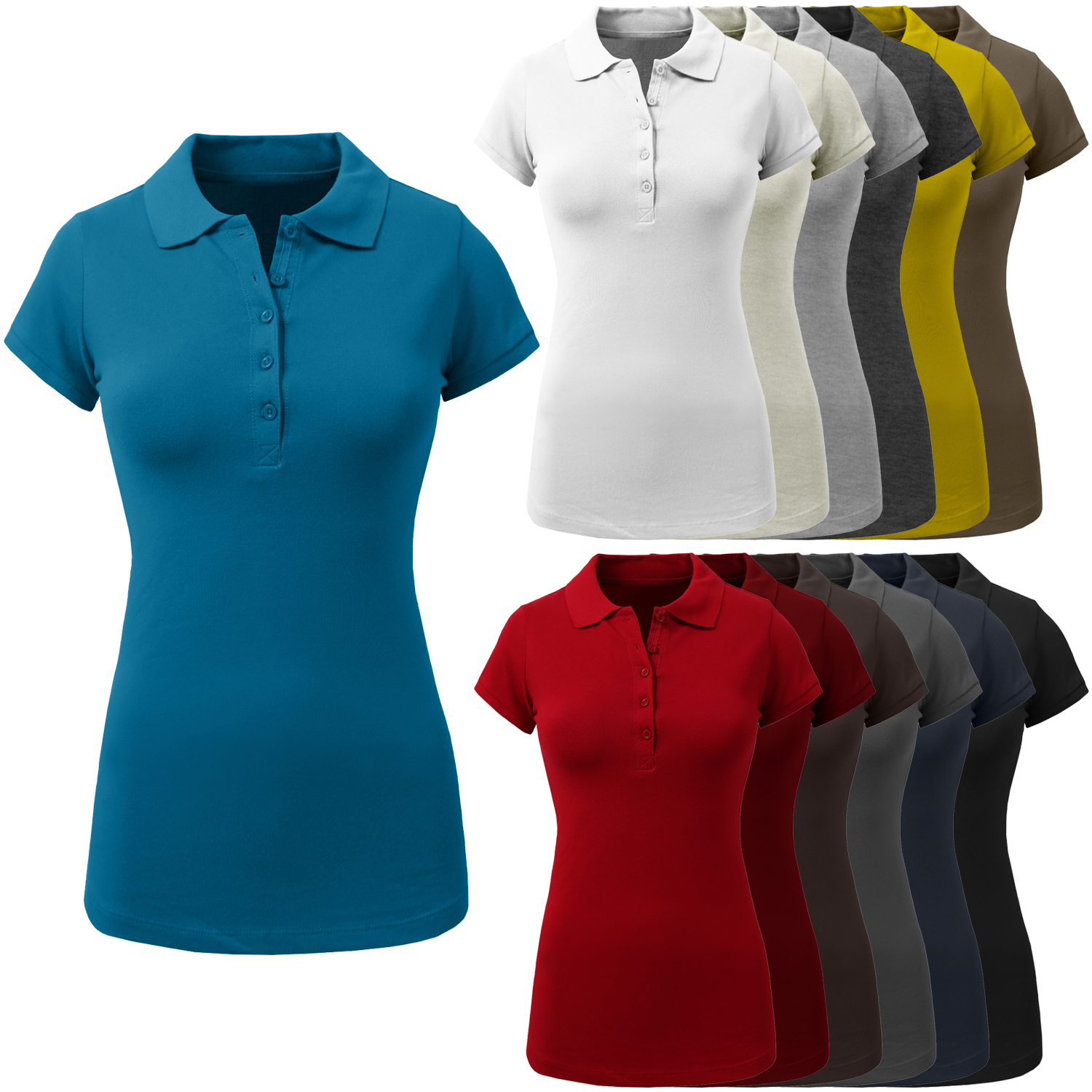 NE PEOPLE Womens Solid Light Weight Basic Short Sleeve Pique Polo Shirt NEWT81