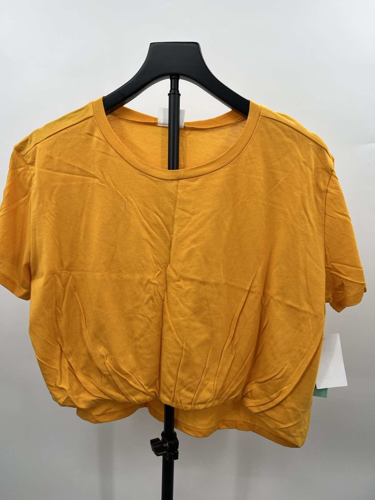 Abound Top Orange Slice Mustard Bubble Hem Cropped T-Shirt Tee L