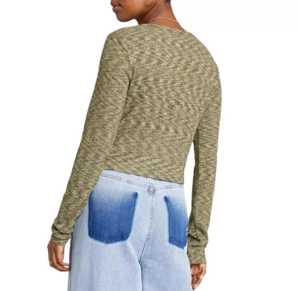Wild Fable Womens Long Sleeve Knit Top Drawstring Adjustable Ruched Front
