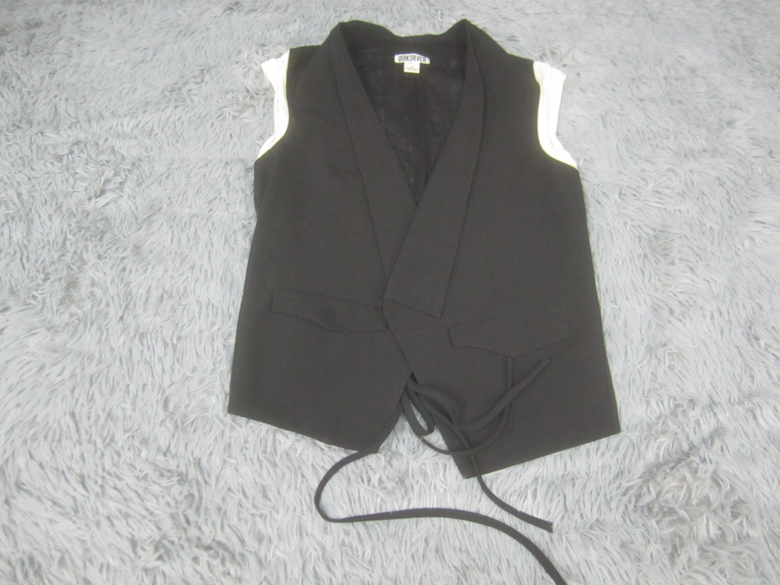 Quiksilver Vest Womens Medium Black Feminine Fit Lapel Collar Casual