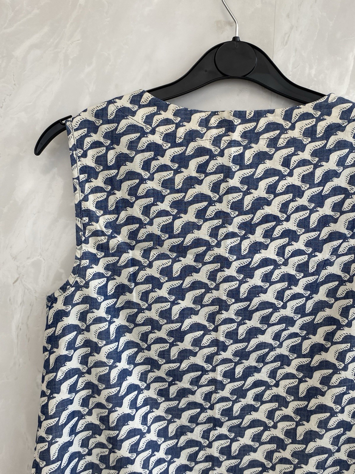 Seasalt Cornwall Blue Bird Print Sleeveless 100% Cotton Top UK8 PAC 2002918