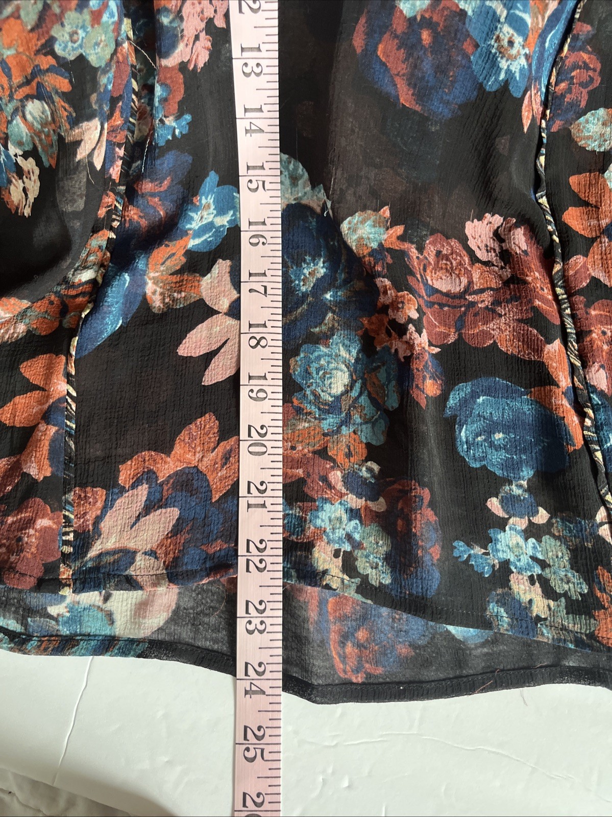 Vintage America Women’s XL Black Blue Floral Boho Top Tassels Patchwork Shoulder