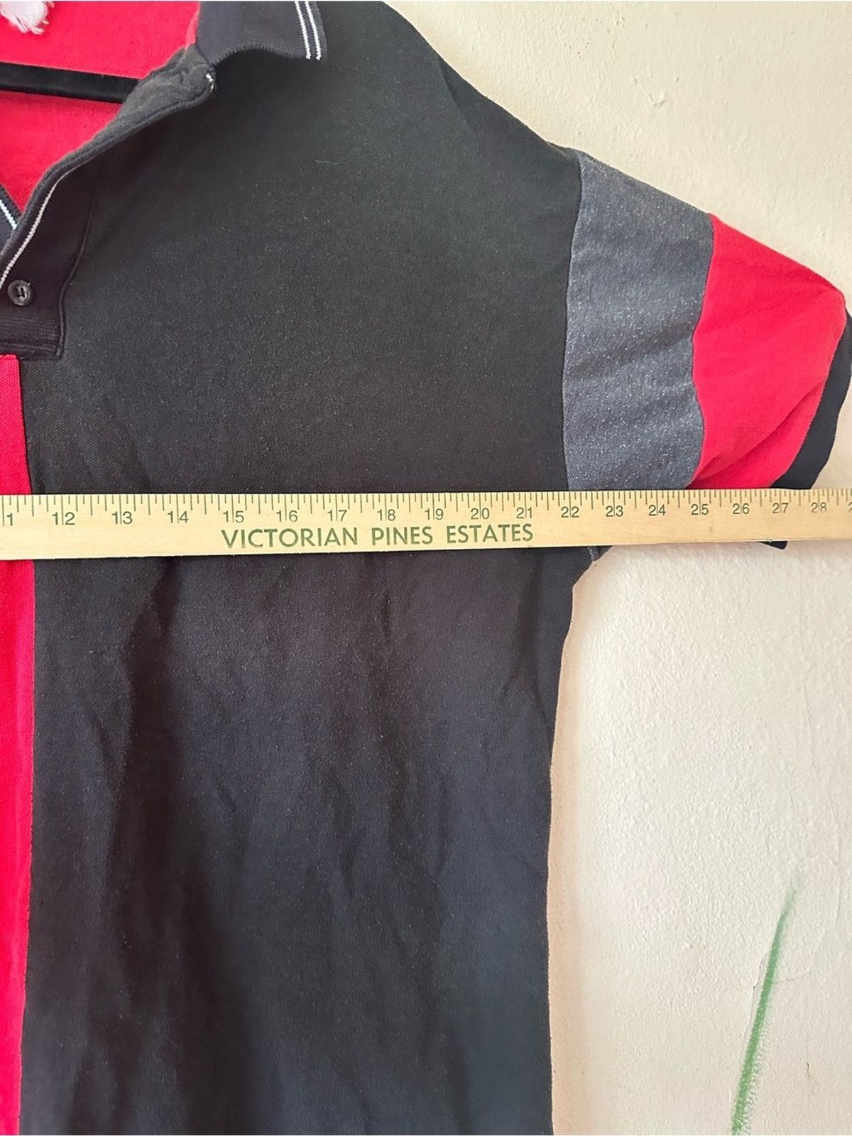 Vintage Kmart KCafe’ Eatery Red and Black Colorblock Polo Shirt with Logo