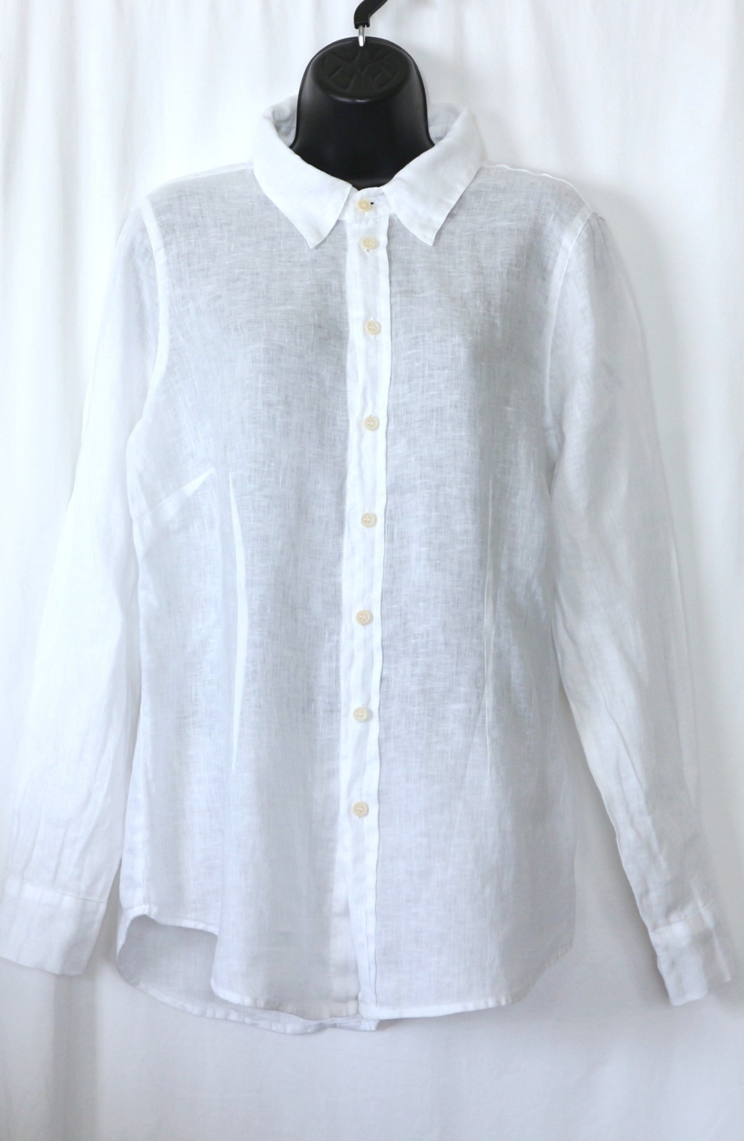 CP SHADES Fitted White Linen Blse 40 In Chst 28 In Lng Sz M EXC