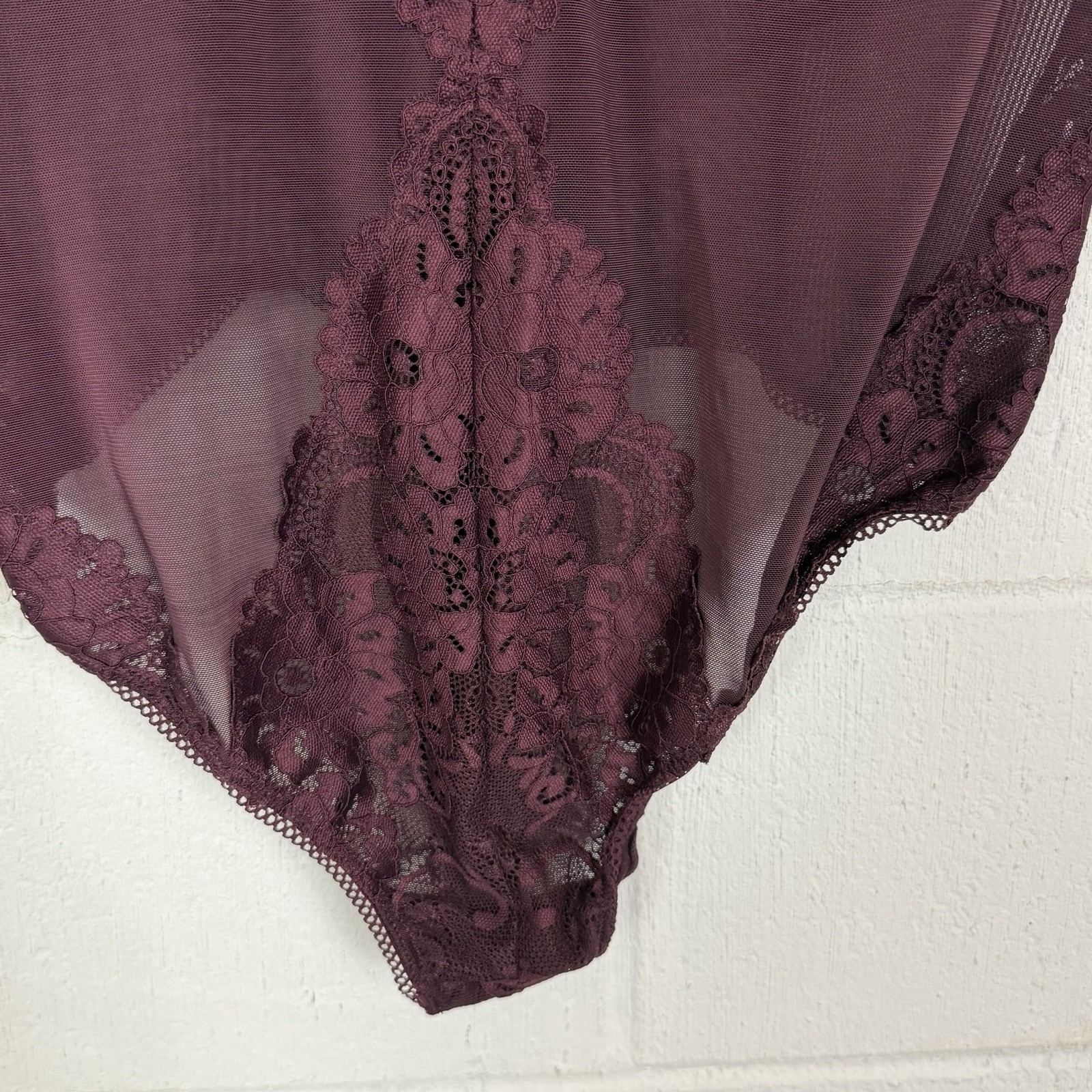 Torrid NWT Lingerie Bodysuit SZ L Wine Underwire Mesh Lace Sexy Wedding Night