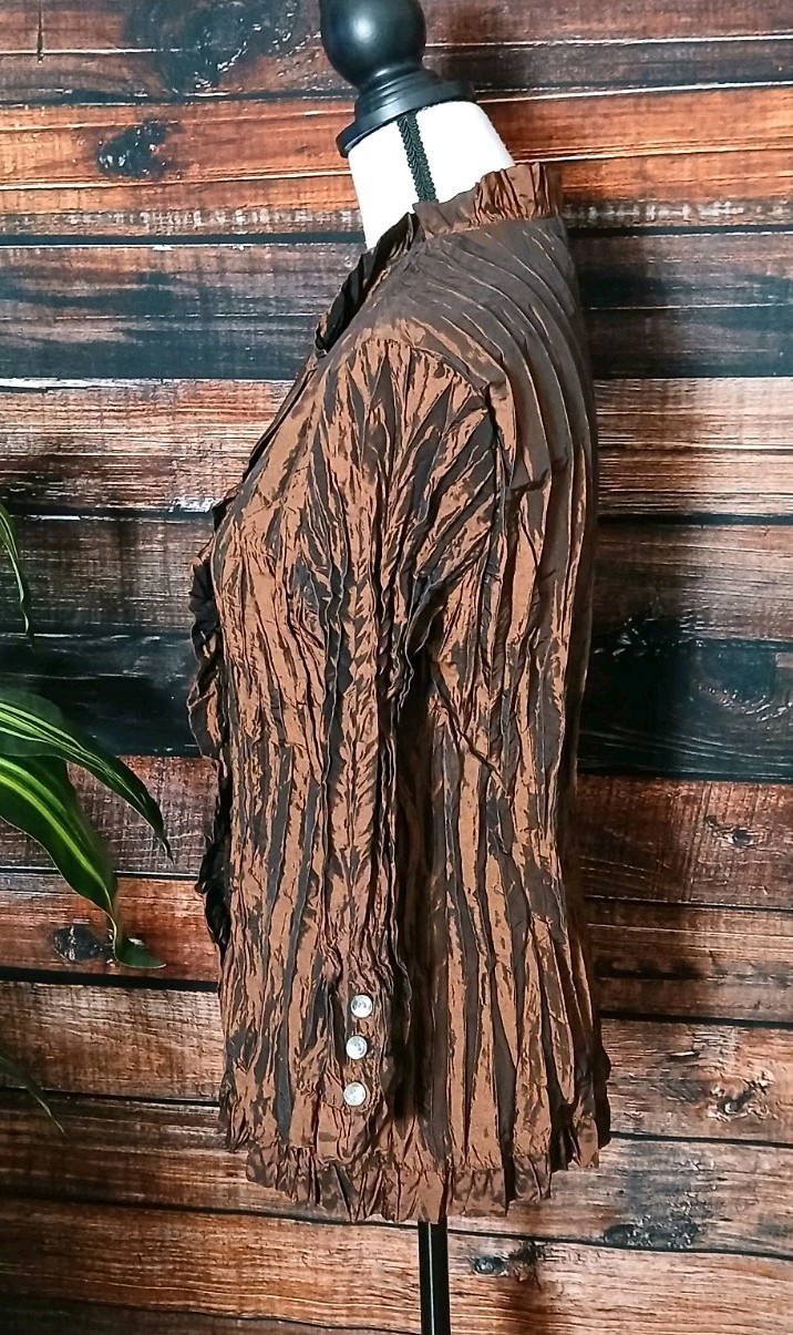 Agora Blouse Size Large Shimmer Ruffle Rhinestone Steampunk Shirt Vintage