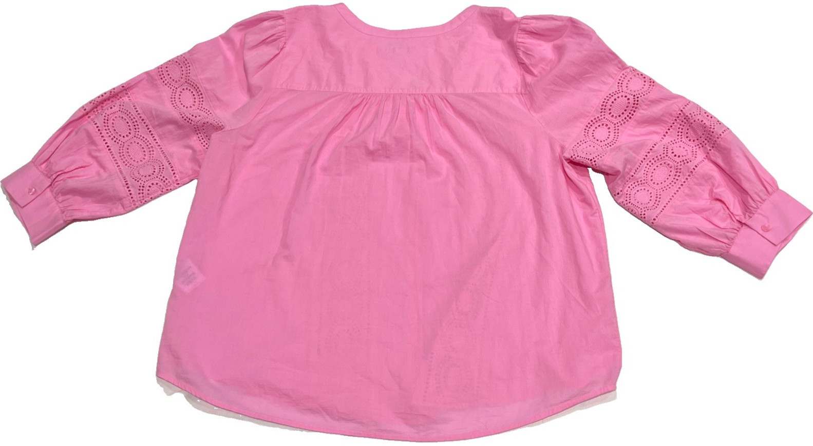 Charter Club Pink Cotton Blouse Women XL Long Sleeve Boho Fairy Cottagecore