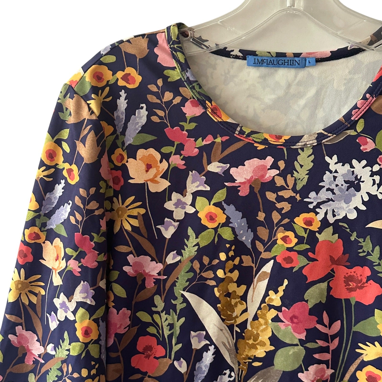 J. McLaughlin Floral Catalina Cloth Top Womens Large Blue Multicolor Botanical