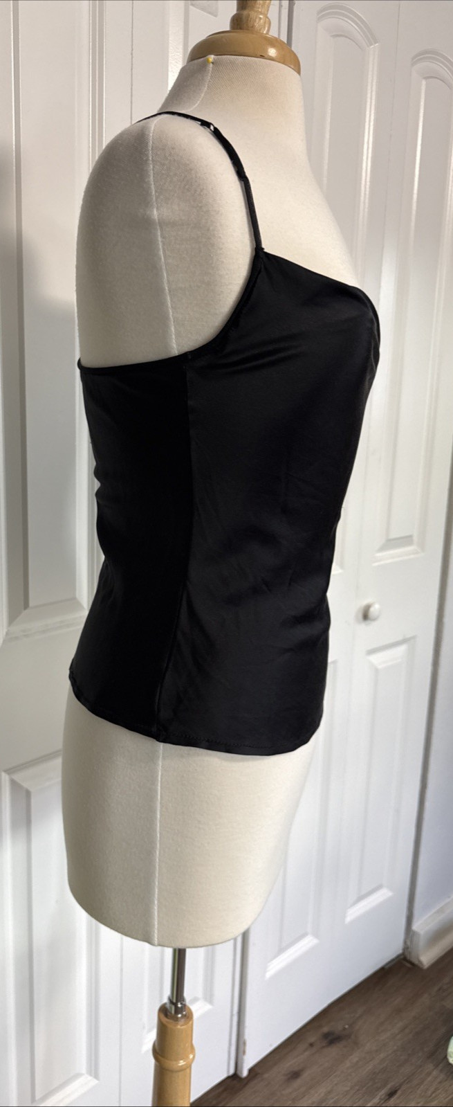 Yani Kai Black 100% Silk Cami Top Strappy Back Minimalist Y2K Elegant Luxury