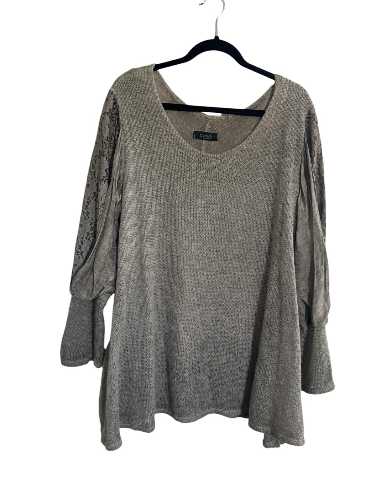 Cherishh Womens Sweater Balloon Sleeve Lace Wool Mohair Italy Lagenlook #3304