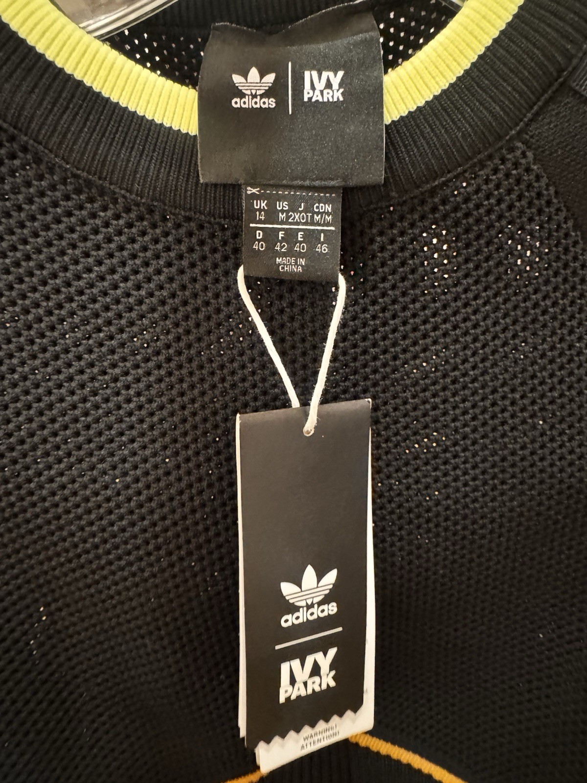 NWT Ivy Park X Adidas Knit Crop Top Sweater In Black/Mesa Size M