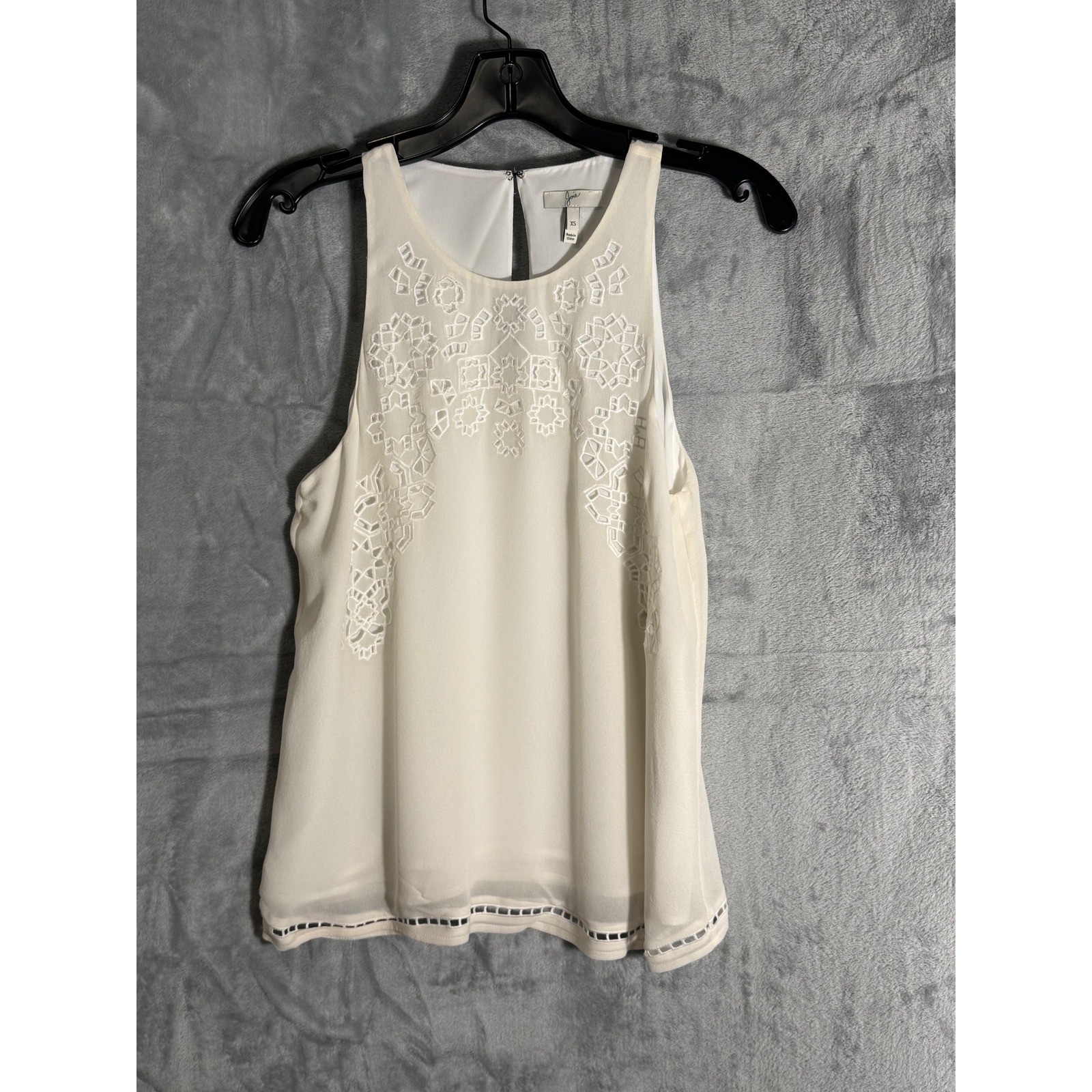 Joie Womens Silk Embroidered Sleeveless Blouse Cream Off White XS A187-T3095