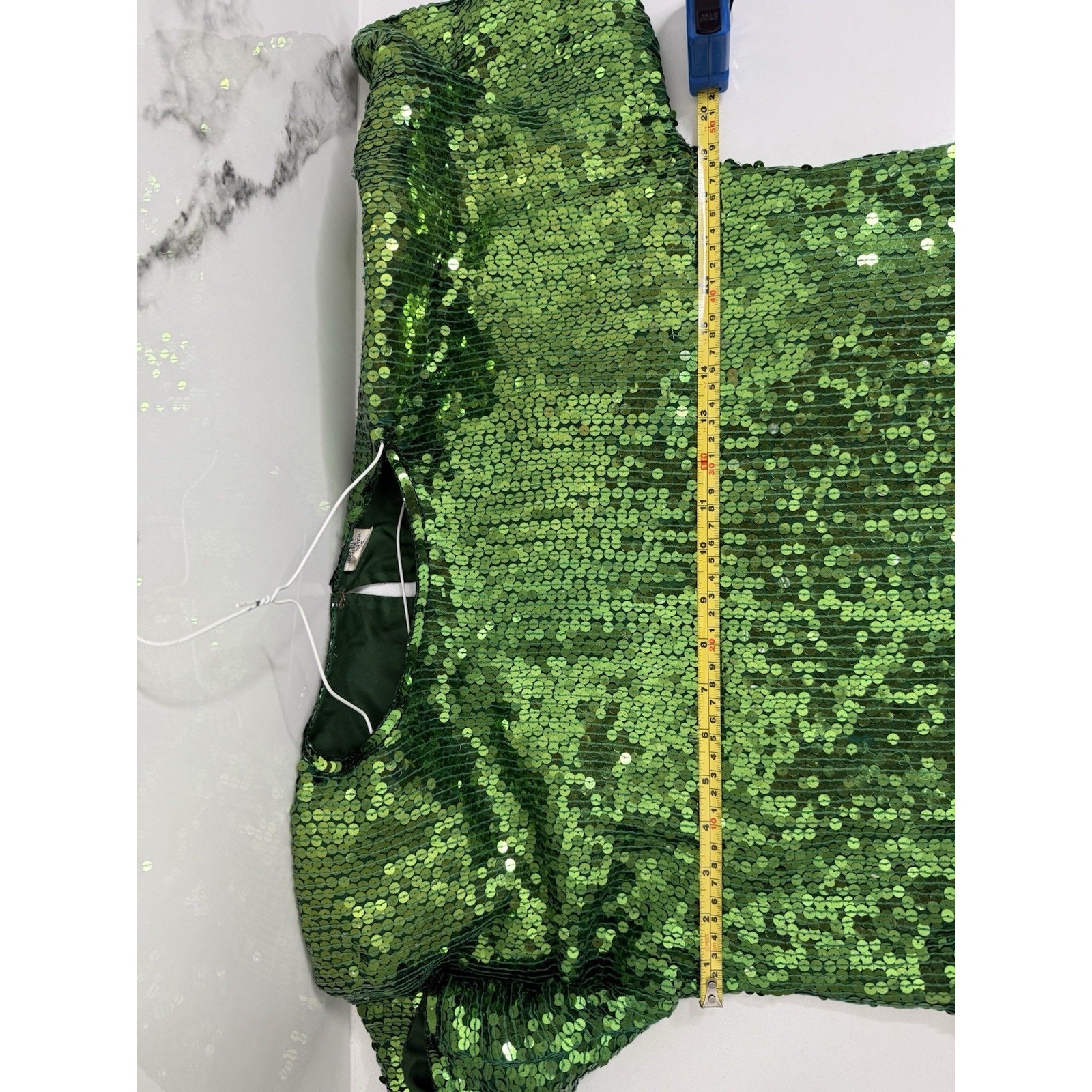 Vintage Silk Green Beaded Sequin Top Size S Petite Party christmas holiday
