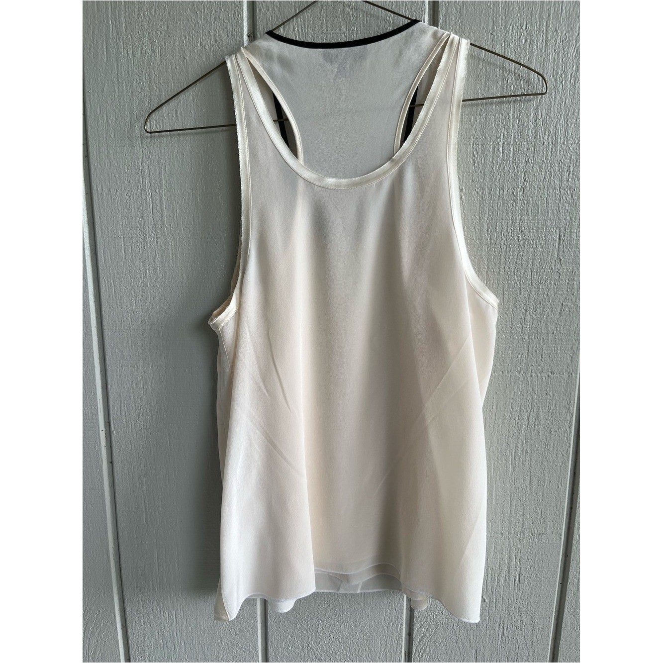 Rag & Bone Silk Georgette Farah Tank Top Cream and Black Size S