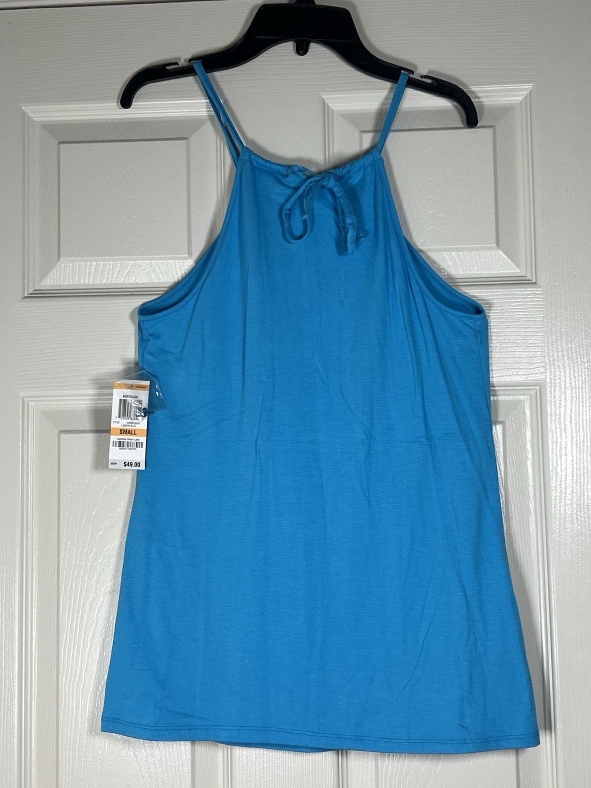 International Concepts Women’s Lagoon Blue Floral Design Beaded Tank Top Size S