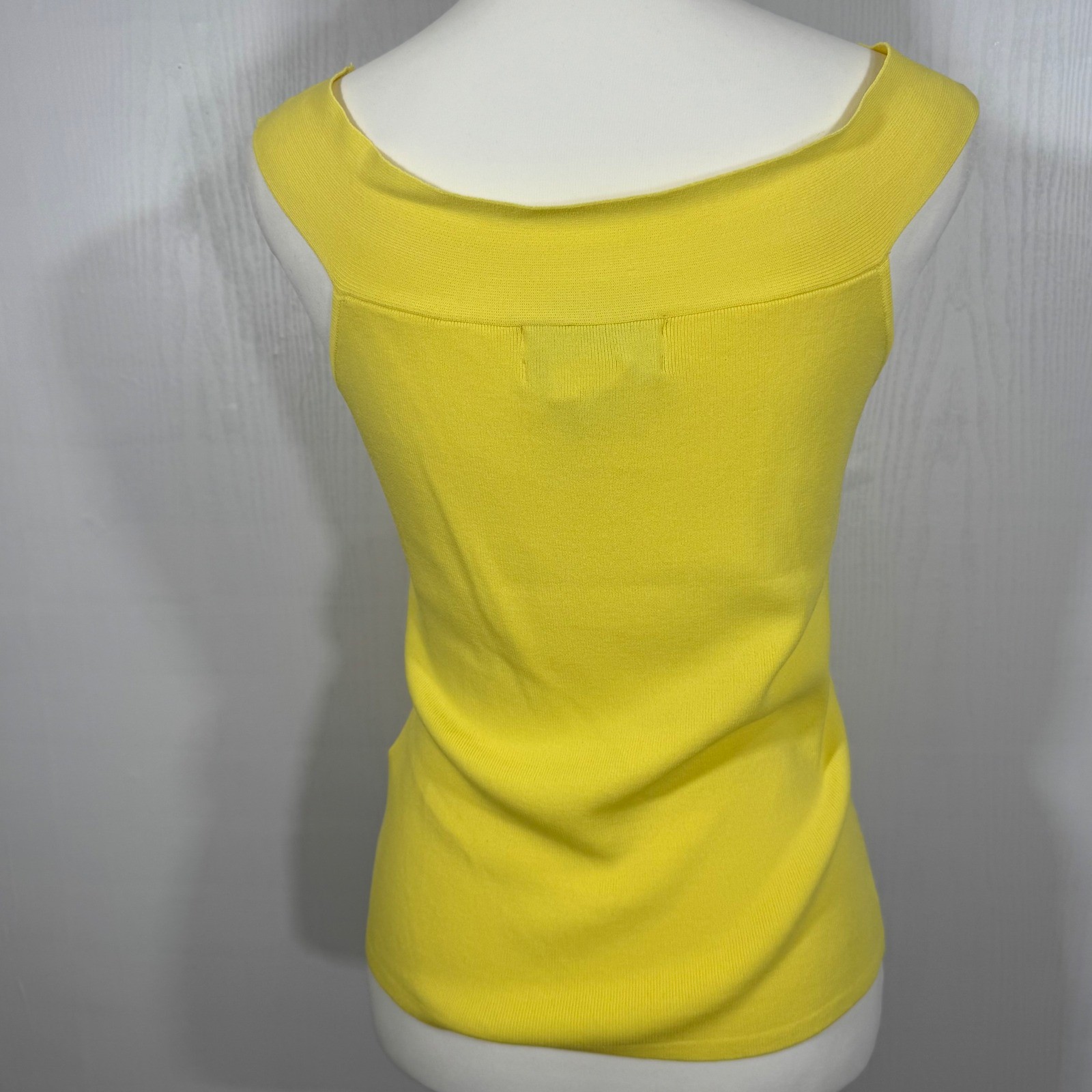 Joseph A. Women Knit Top, Sleeveless Shell Top Yellow Ribbed Tank Top Size S