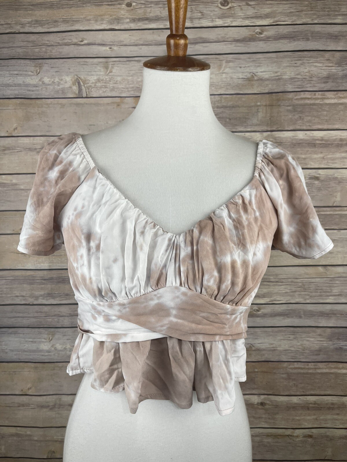 West of Melrose Small Crop Top Tie Back Ruffled Tie Dyed Boho Festival