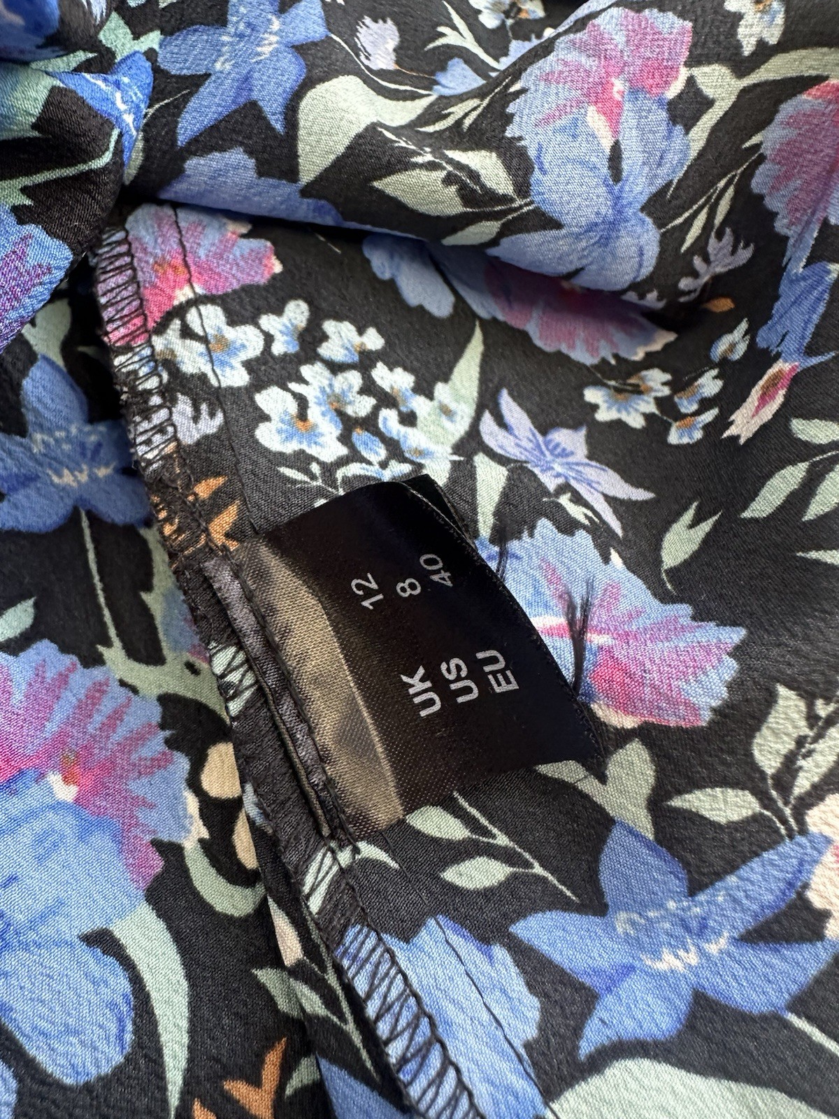 Joe Browns Floral Black Blue Button Up Blouse Size 12