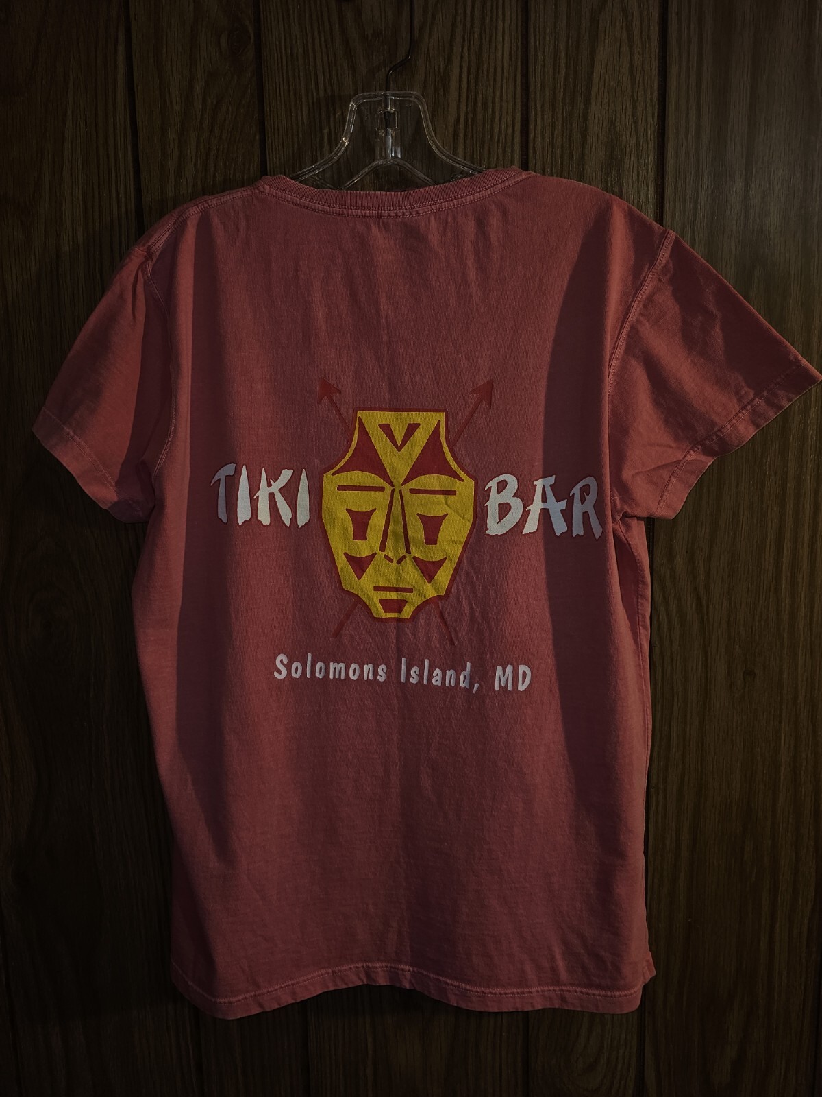 Tiki Bar Solomons Island MD Large Womens Pink Double-sided Graphic Logo Tee