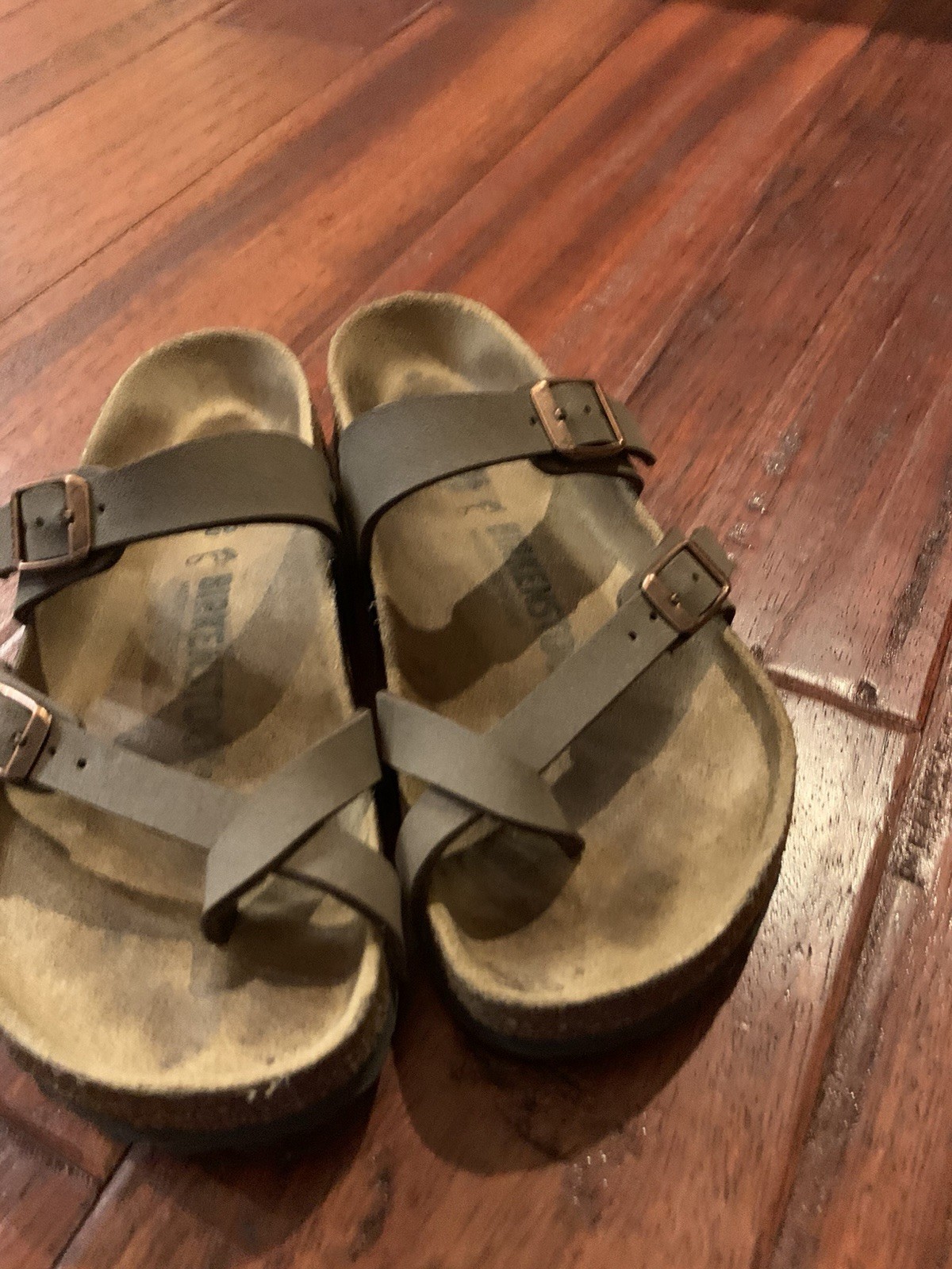 Birkenstock Mayari Brown Leather Thong Sandals Buckle Cork Insole EU 36