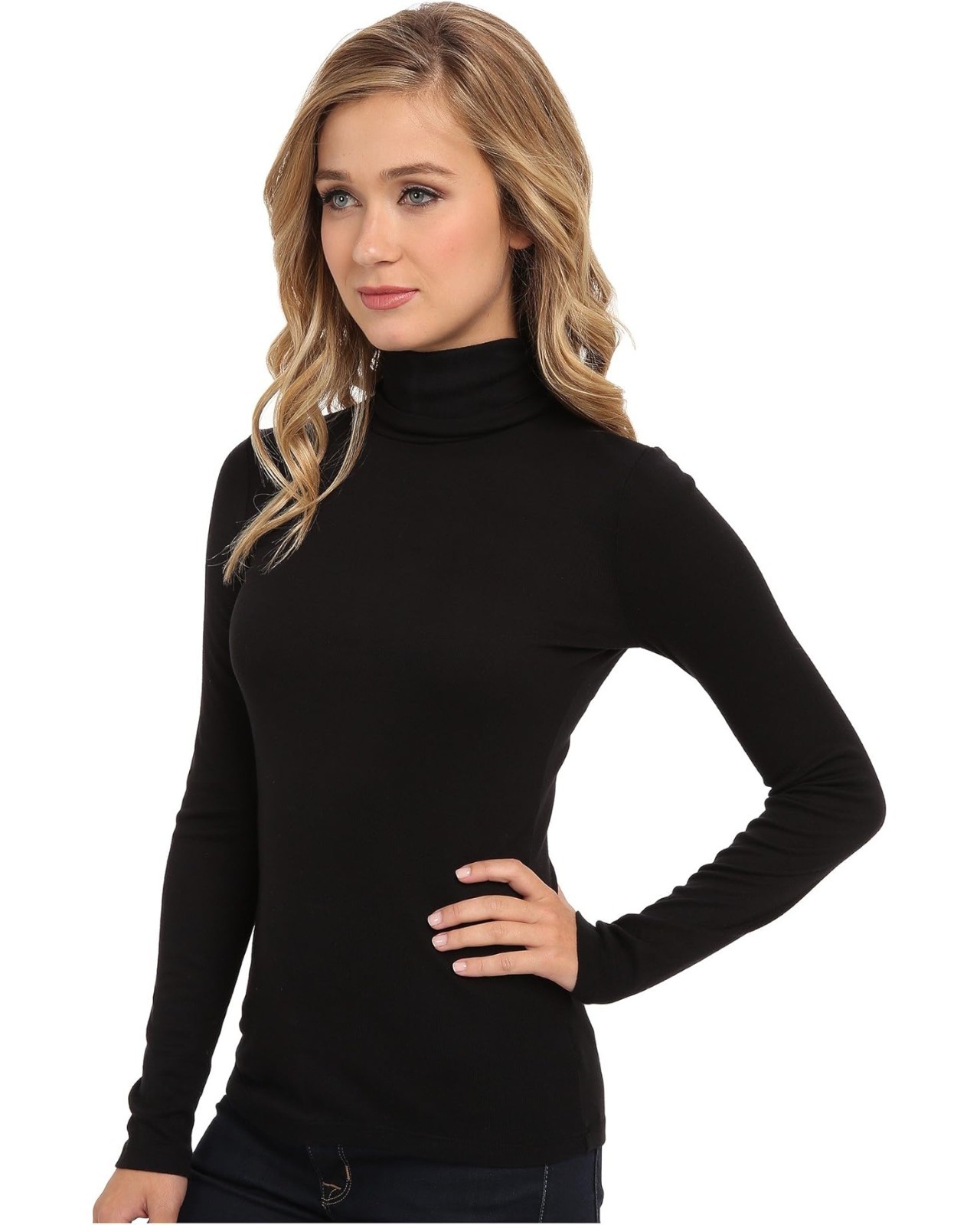 Splendid L72734 Black 1×1 Classic Long Sleeve Turtleneck Pullover Size XL