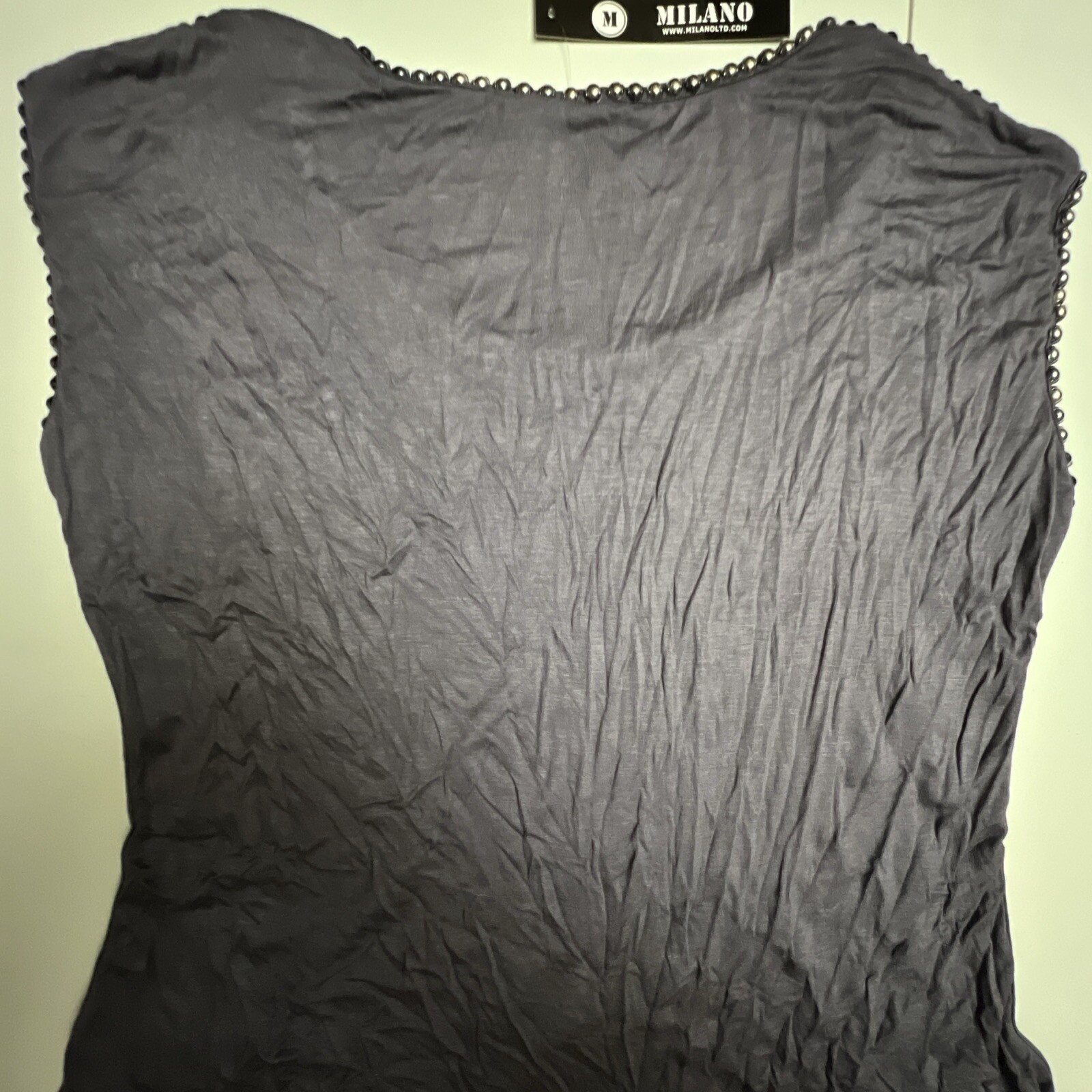 Milano Tank Top Blouse Women’s Medium Top Gray Studded Stretch NEW NWT