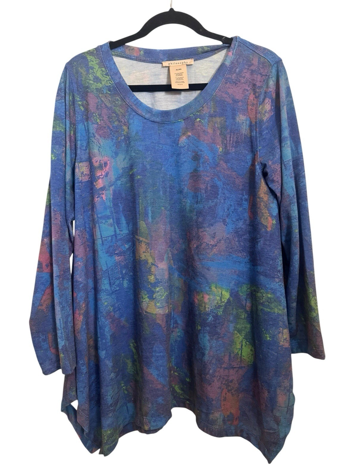 Philosophy Woman’s Size XL Tunic Top Dusk Brushstroke Boho Hippie