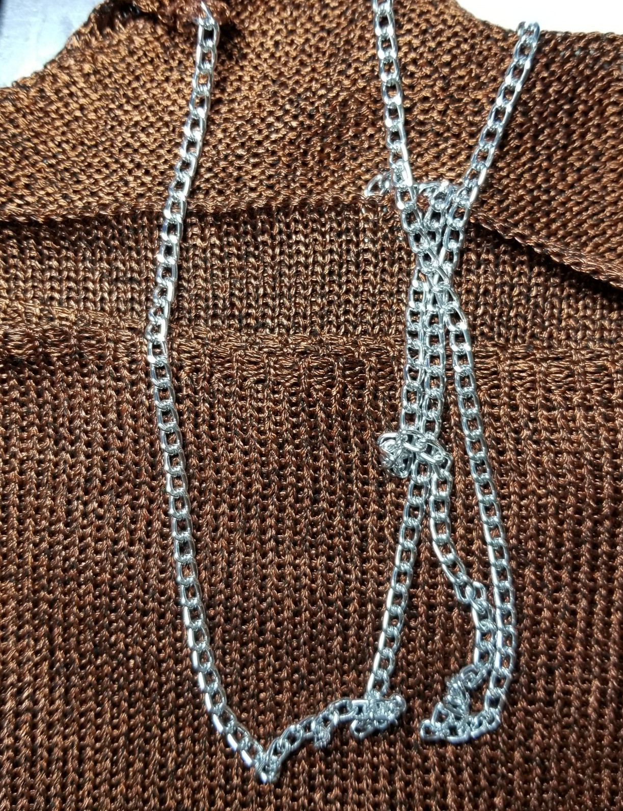 Forever 21 Chain Strap Crop Medium Rust Tank Top Cut Out Festival Rave Club NWOT
