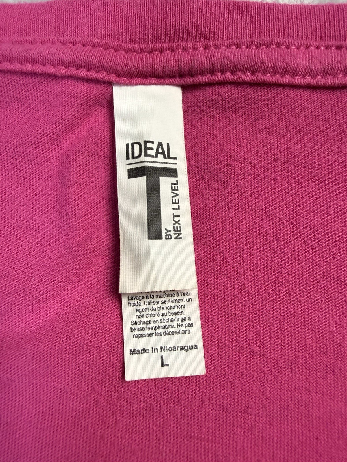 Ideal by Next Level Women’s L Pink Graphic Print V-Neck Short Sleeve Knit Tee