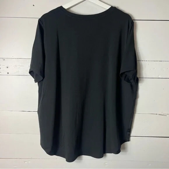 J Jason Wu Women’s Top Short Sleeve Mixed Media Hi-Lo Hem Tee in Black Size XL