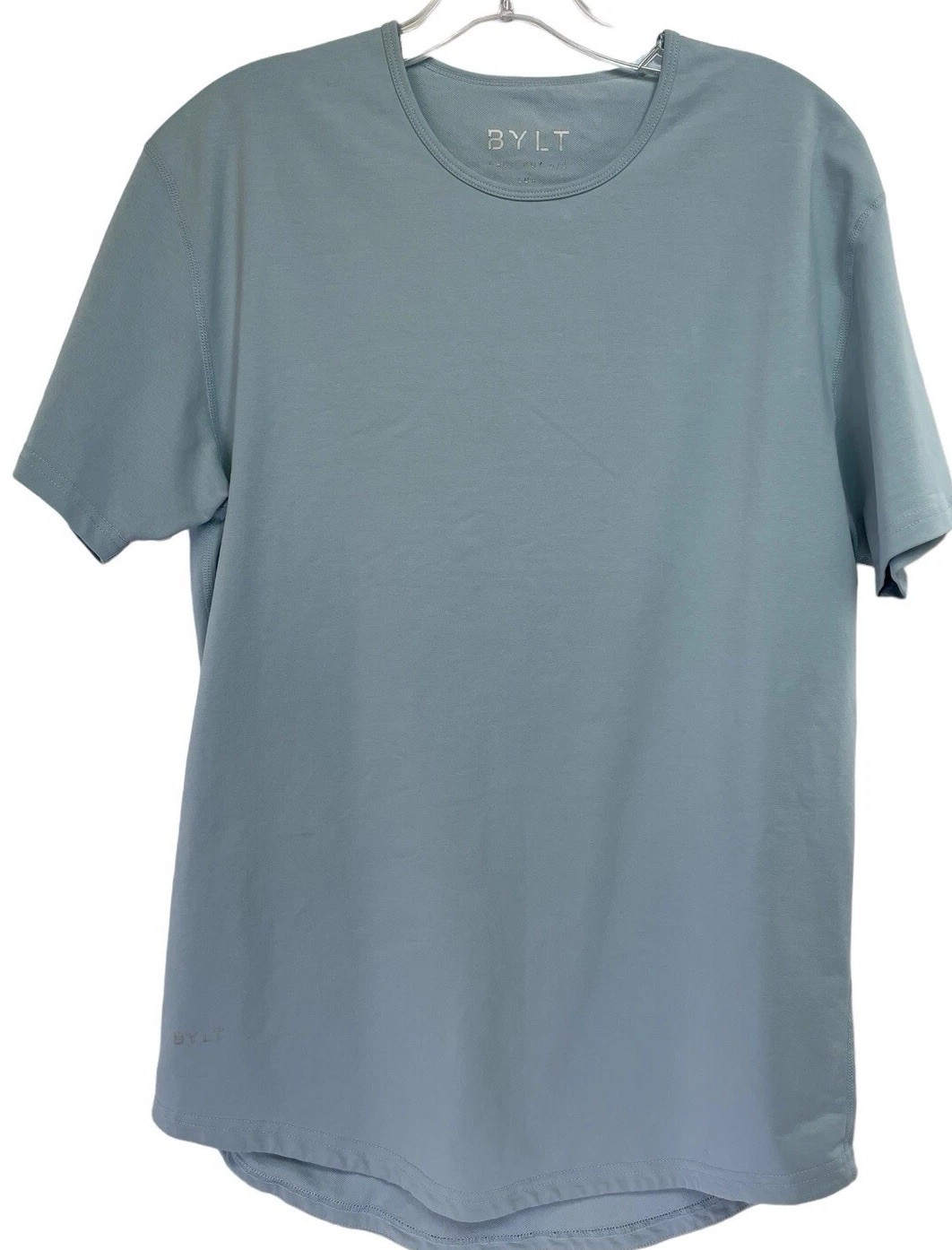 BYLT Drop Cut Womens Sz Medium Light Blue Pullover Shirt (B42) EUC