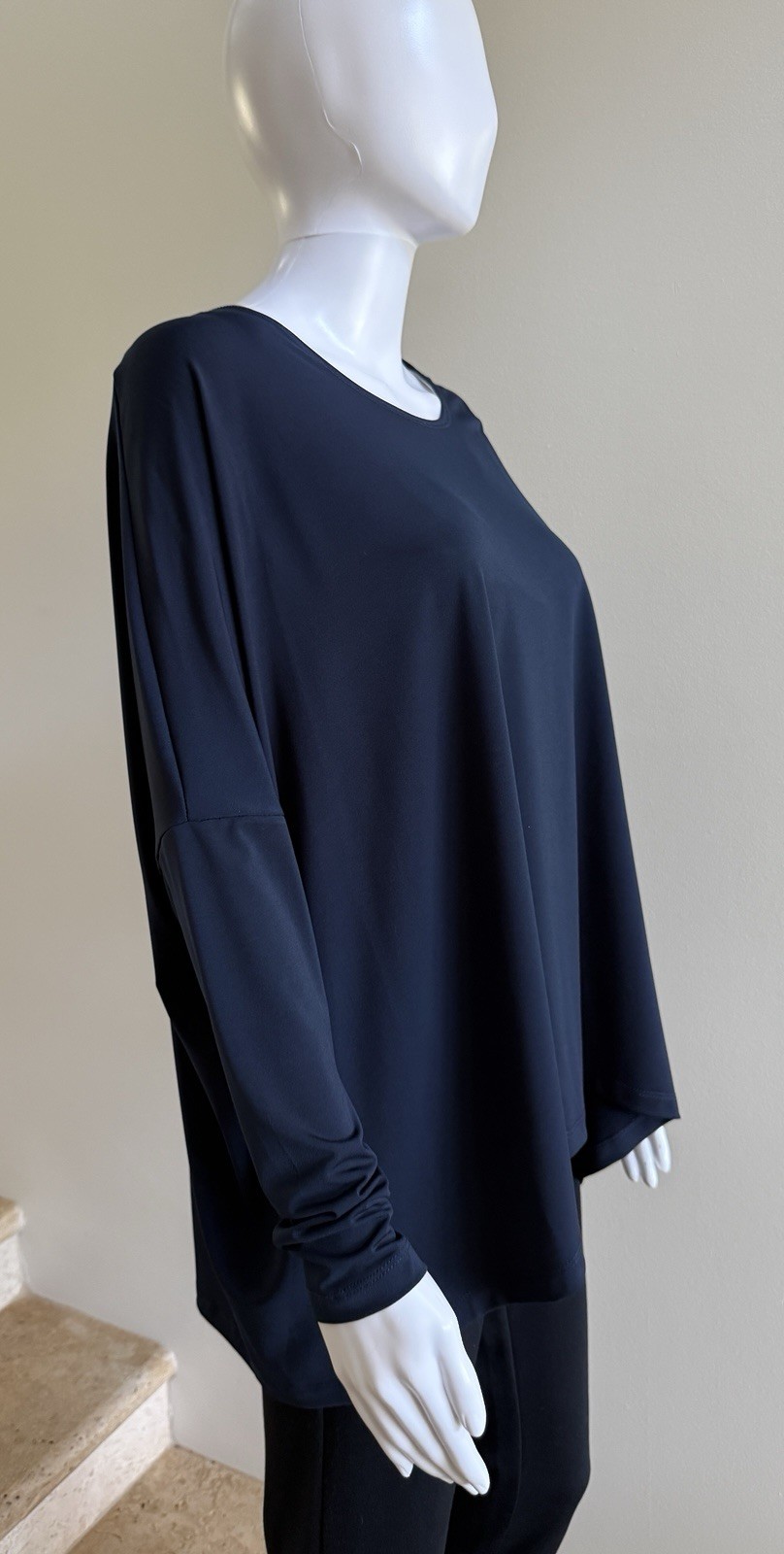 NWOT PLANET By Lauren G Long Sleeve Top Shirt, One Size Fits All, Navy Blue