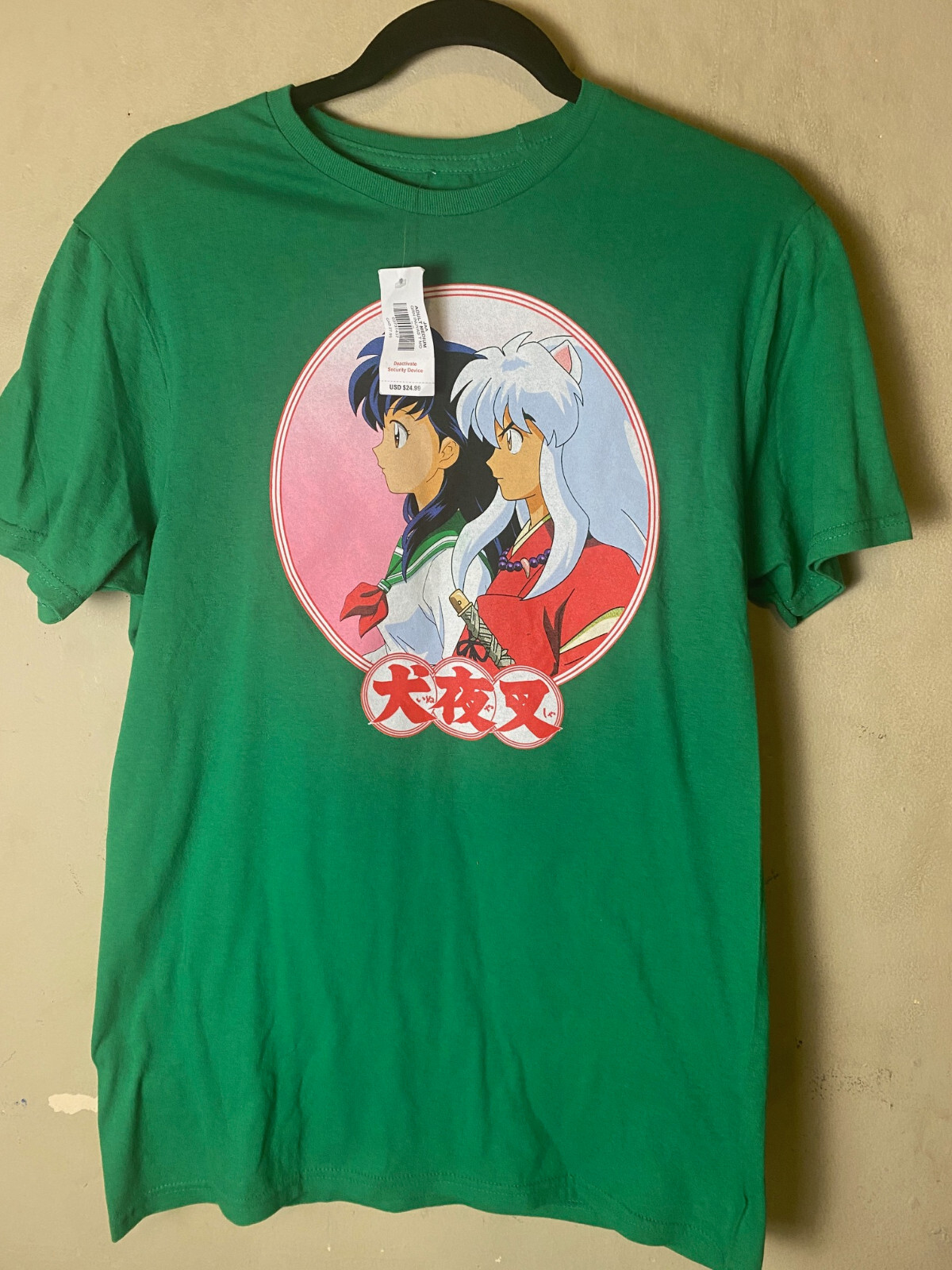 Inuyasha And Kagome ANIME Green Graphic T-Shirt SZ M-NWT